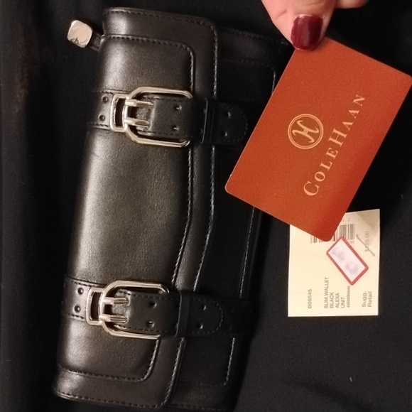 NWT Cole Haan black buckle wallet